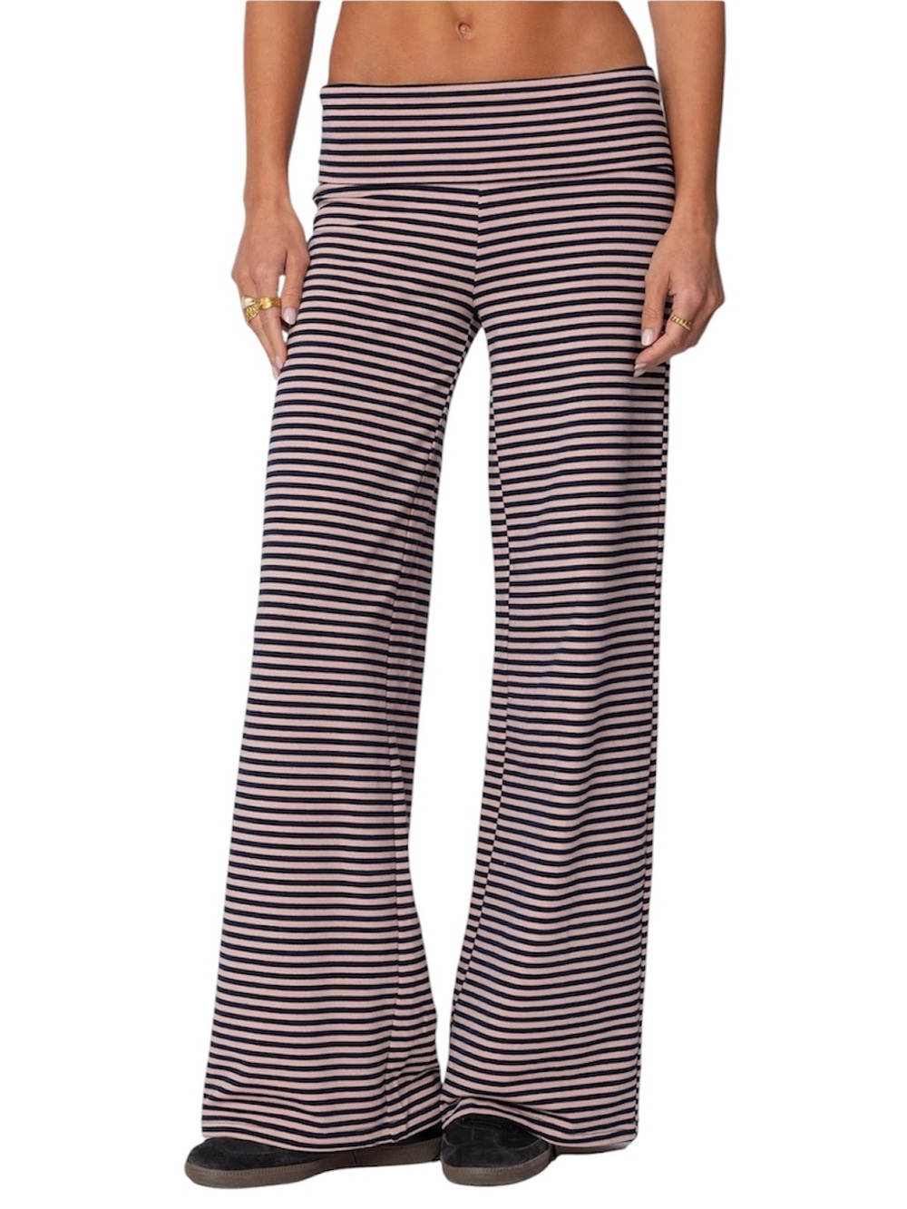 Edikted Pink and Navy Striped Pants large